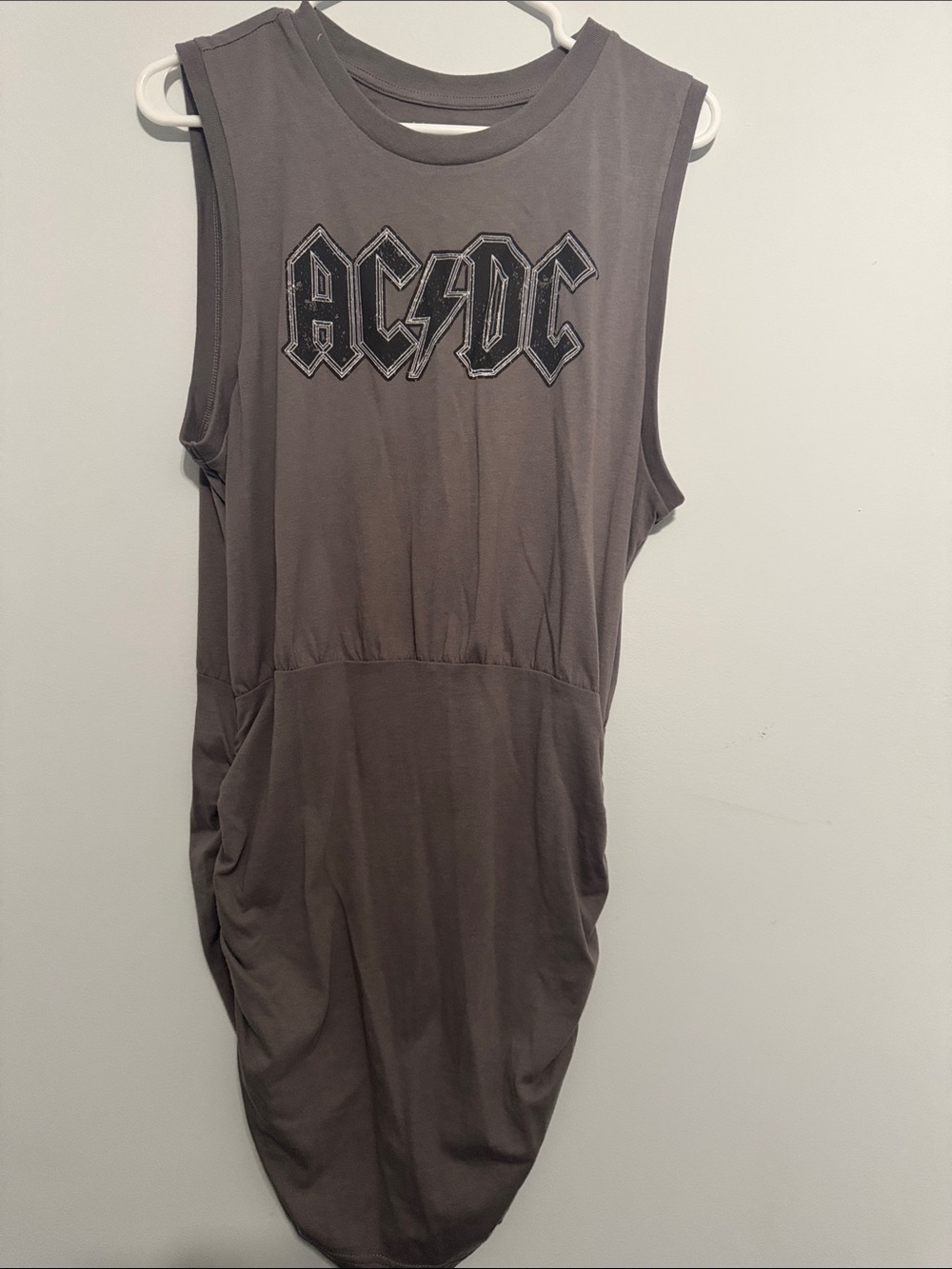 AC/DC womans Sleeveless Graphic dress in Charcoal